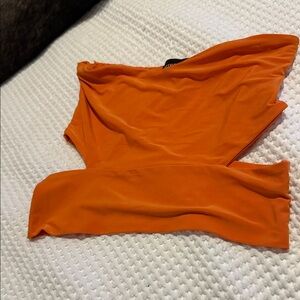 PrettyLittleThing Bold Orange Satin Top